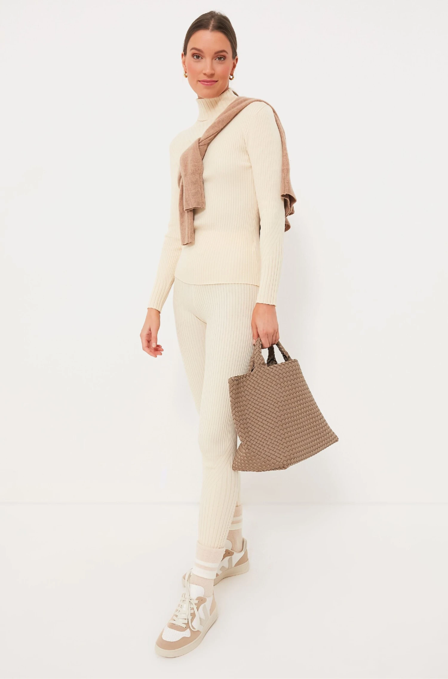 Varley Whitecap Grey Mocado Rib Knit Legging 2 Varley Whitecap Grey Mocado Rib Knit Legging - Image 2