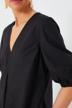 Ganni Black Cotton Poplin V-Neck Long Dress 10 Ganni Black Cotton Poplin V-Neck Long Dress -ULLA JOHNSON SHOP M95fwsYWdxItNzDCHRoKYCWsf031F6Bf 1