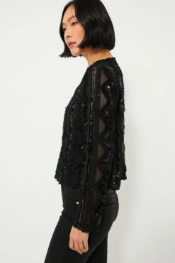 Black Sheer Sequined Long Sleeve Sutton Blouse -ULLA JOHNSON SHOP Mcl4ngZhgoo0FnSYVa5EeUcgaNEg176u 1