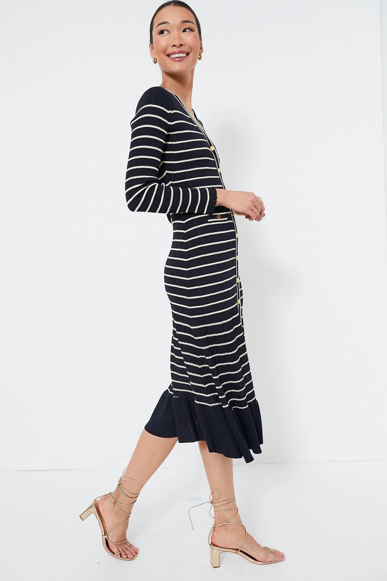 Navy Stripe Marina Midi Dress 3 Navy Stripe Marina Midi Dress - Image 3