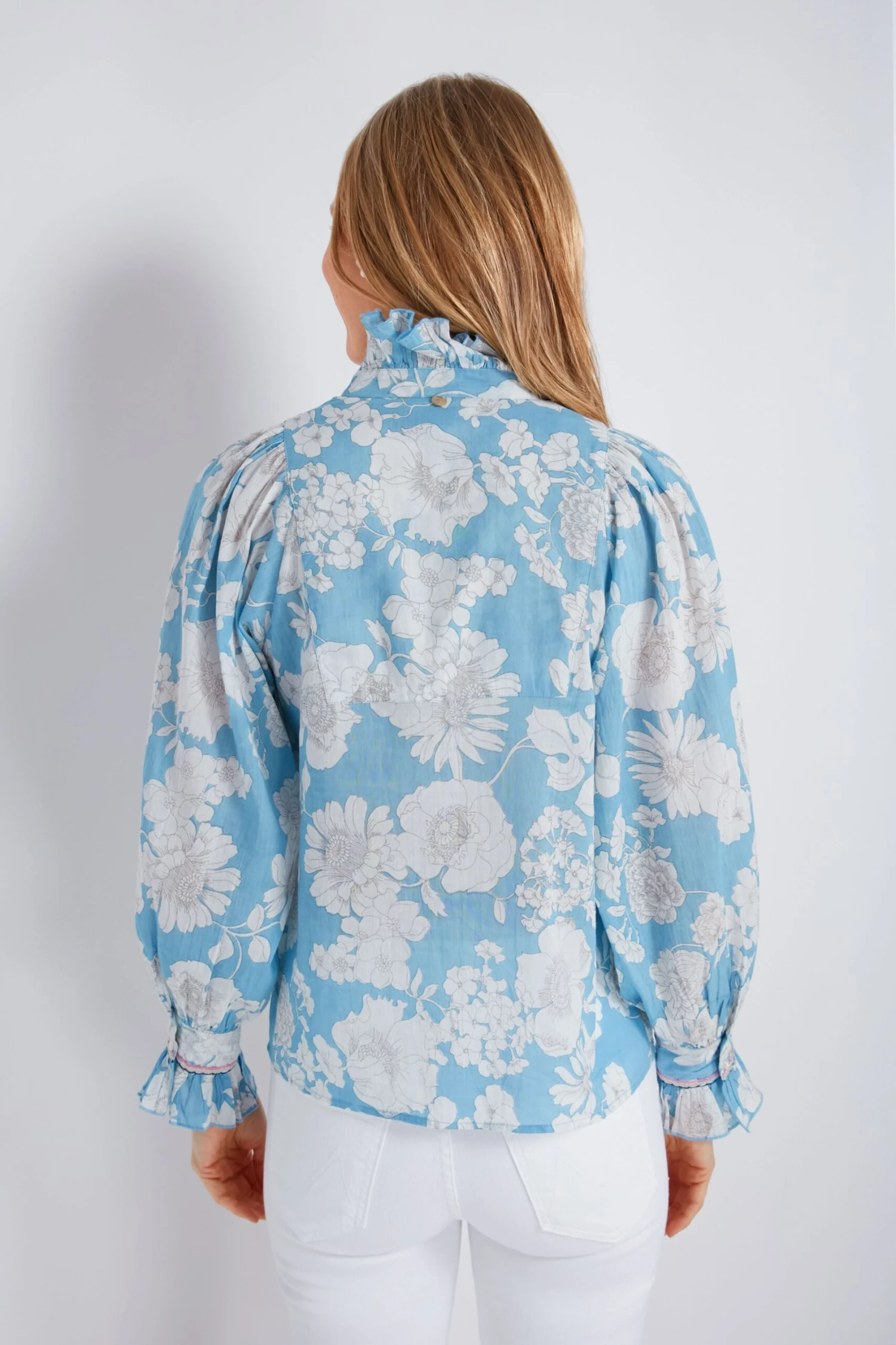ANTIK BATIK Blue Peony Blouse 4 ANTIK BATIK Blue Peony Blouse - Image 4