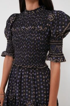 Blue Delphine Pucker Cotton Puff Sleeve Smocked Dress -ULLA JOHNSON SHOP ODW1tHuiQCnDSq8fYzCCjeV7PVwmclCg 1