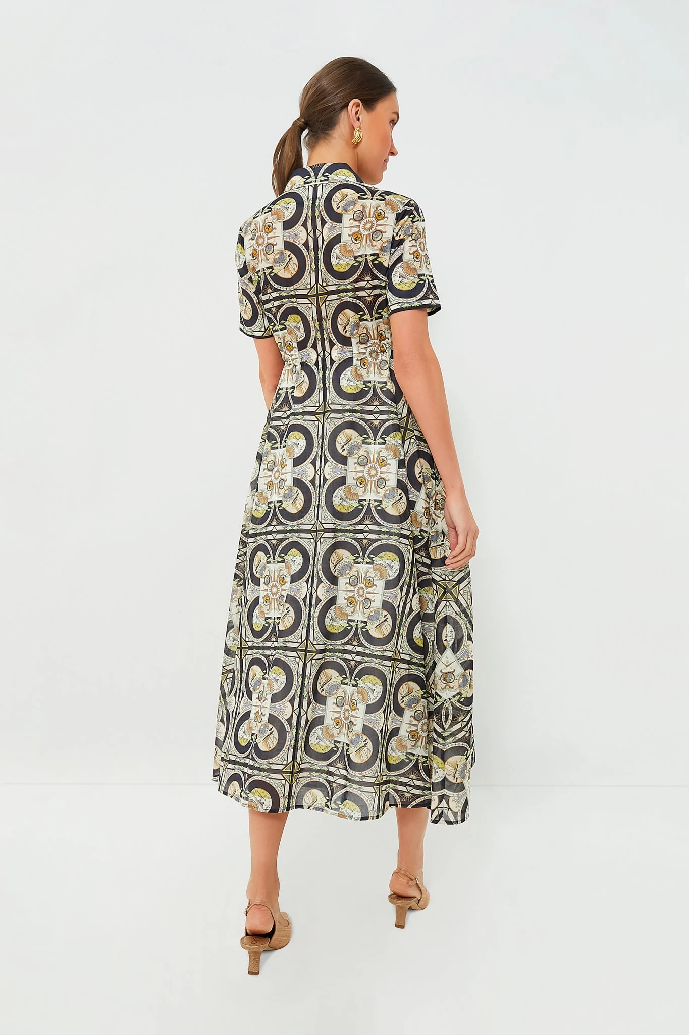 Tory Burch Navy Sundial Printed Cotton Shirtdress 4 Tory Burch Navy Sundial Printed Cotton Shirtdress - Image 4