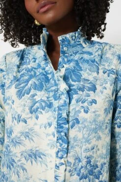 Misty Blue Toile Tate Dress -ULLA JOHNSON SHOP Ouy3qnj6j4PjNPiszIFGXoeJs7kr8iWv 1