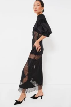 CYNTHIA ROWLEY Black Charmeuse Lace Bias Dress -ULLA JOHNSON SHOP OznUi1dITHfOdzG2p2V8nyX7EyOVXh1q 1