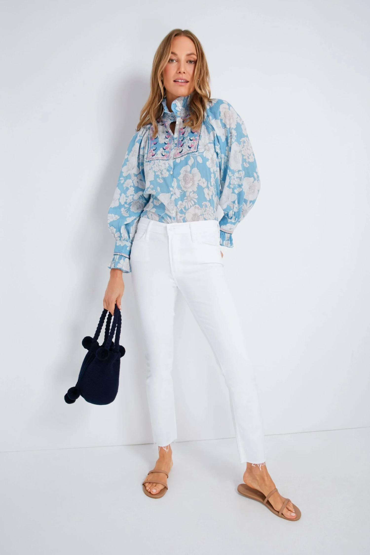 ANTIK BATIK Blue Peony Blouse 2 ANTIK BATIK Blue Peony Blouse - Image 2