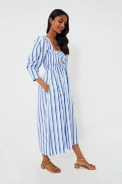 Ganni Silver Lake Blue Stripe Cotton Open-neck Smock Long Dress 8 Ganni Silver Lake Blue Stripe Cotton Open-neck Smock Long Dress -ULLA JOHNSON SHOP RPrsttbBrvbzajPPBVVrtrvyNNpskh0t 1