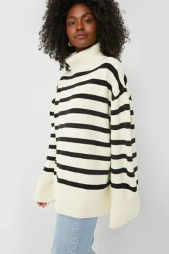Ecru And Black Striped Turtleneck Sweater -ULLA JOHNSON SHOP SNkggQ6SSaTPq6z8T412bUcgjF1imMLh 1
