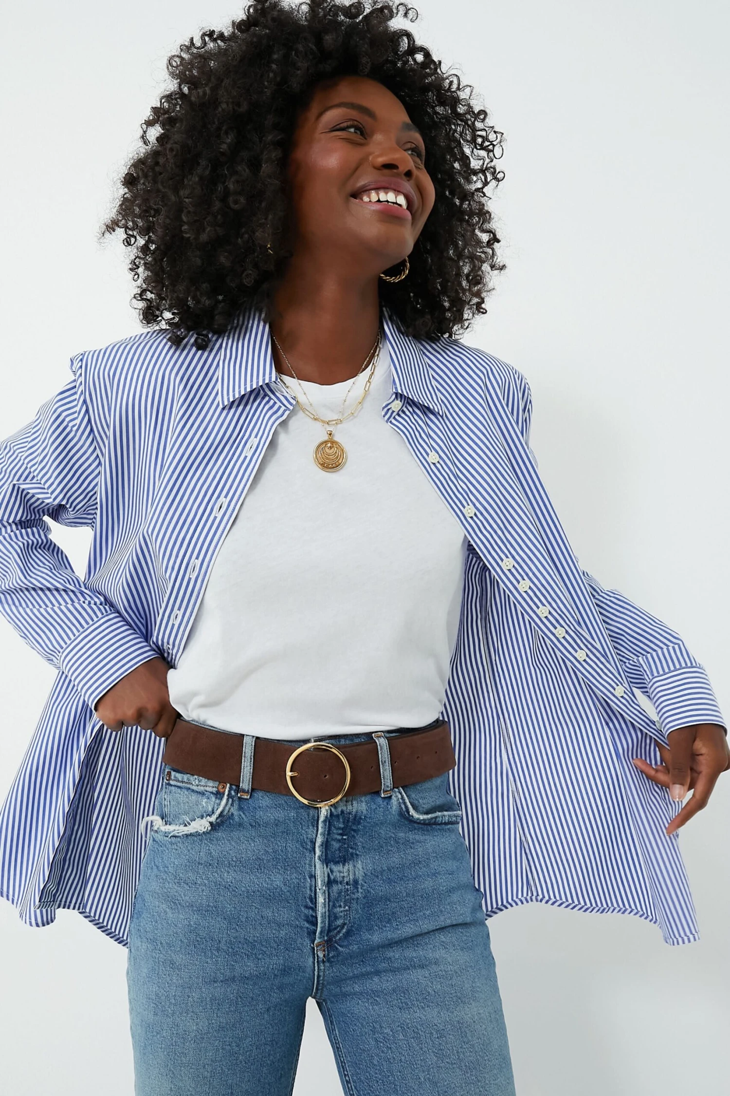 Blue And White Stripe Boyfriend Shirt 2 Blue And White Stripe Boyfriend Shirt - Image 2