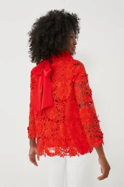 Red Guipure Lace Faye Blouse -ULLA JOHNSON SHOP VNXnH3i9KIeDeQqdyQGJNscLIP7xFlr5 1