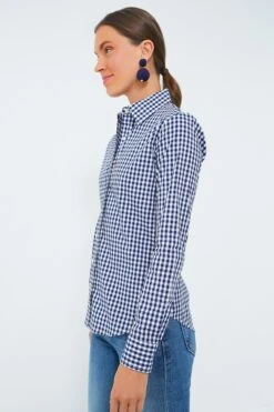 Navy Gingham Long Sleeve Icon Shirt -ULLA JOHNSON SHOP WZImdeISjDRZ9s5Q58FsWljxvZrlrPwQ 1