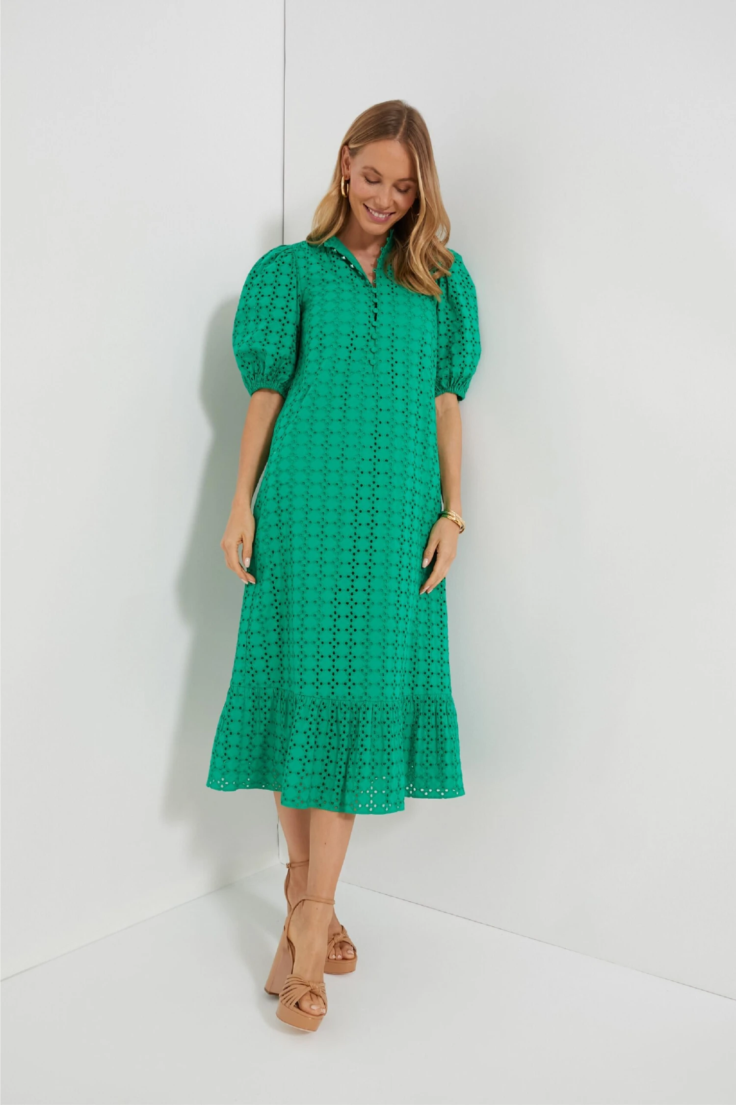 Green Eyelet Midi Tryall Dress 1 Green Eyelet Midi Tryall Dress