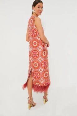 Sun Jacquard Column Dress With Feathers -ULLA JOHNSON SHOP XCBii46znsLNgHqUT3YZHCRfHpy0Q1j5 1