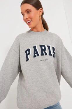 ANINE BING Grey Melange Paris Tyler Sweatshirt