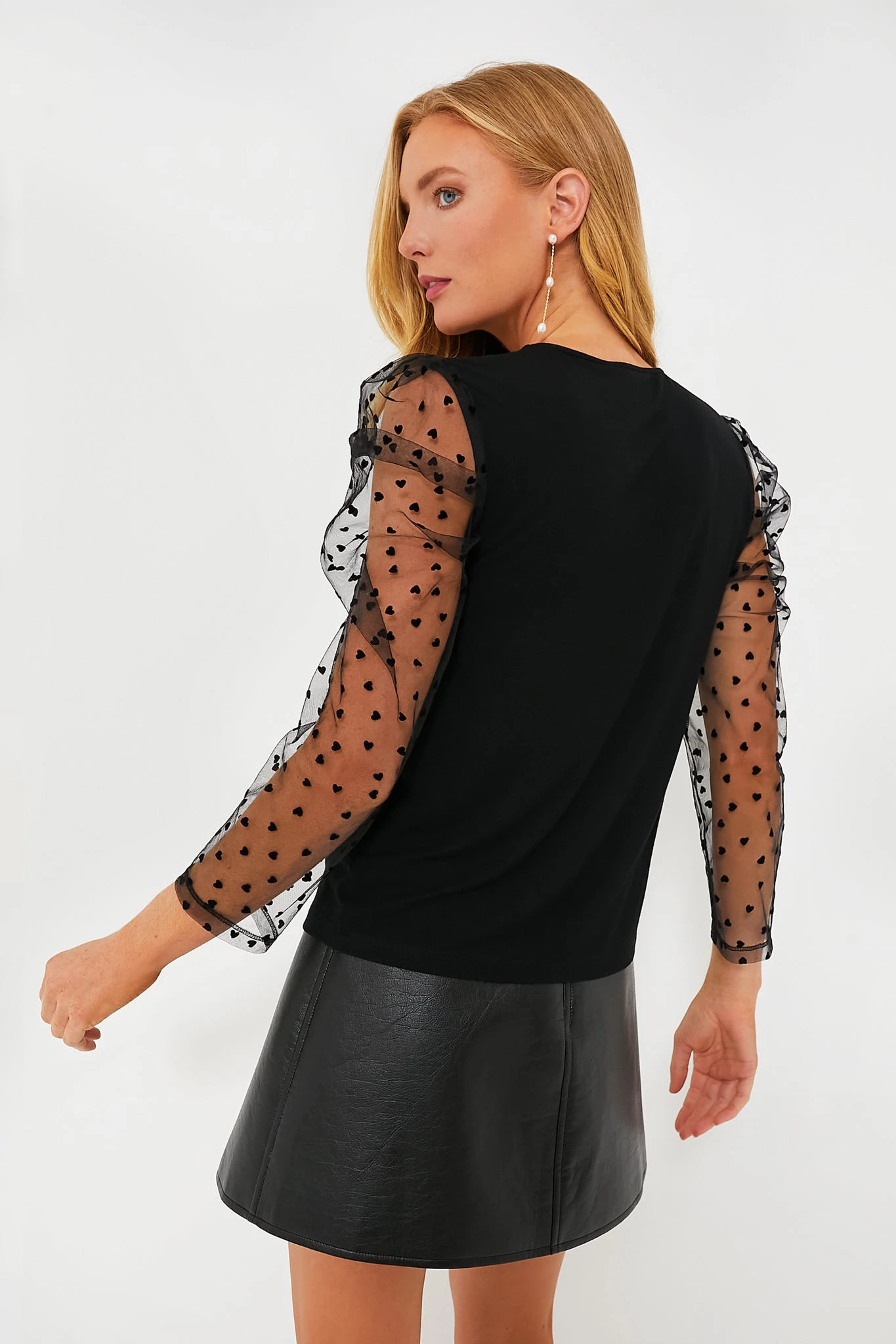 Black Tulle Sleeve Darla Blouse 4 Black Tulle Sleeve Darla Blouse - Image 4