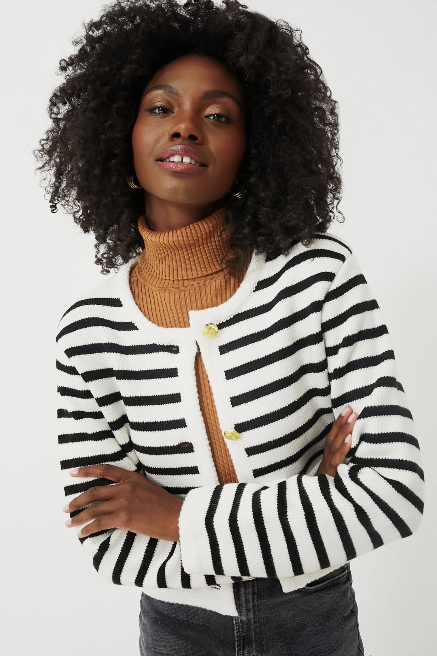 Black & Cream Stripe Annie Structured Cardigan 1 Black & Cream Stripe Annie Structured Cardigan