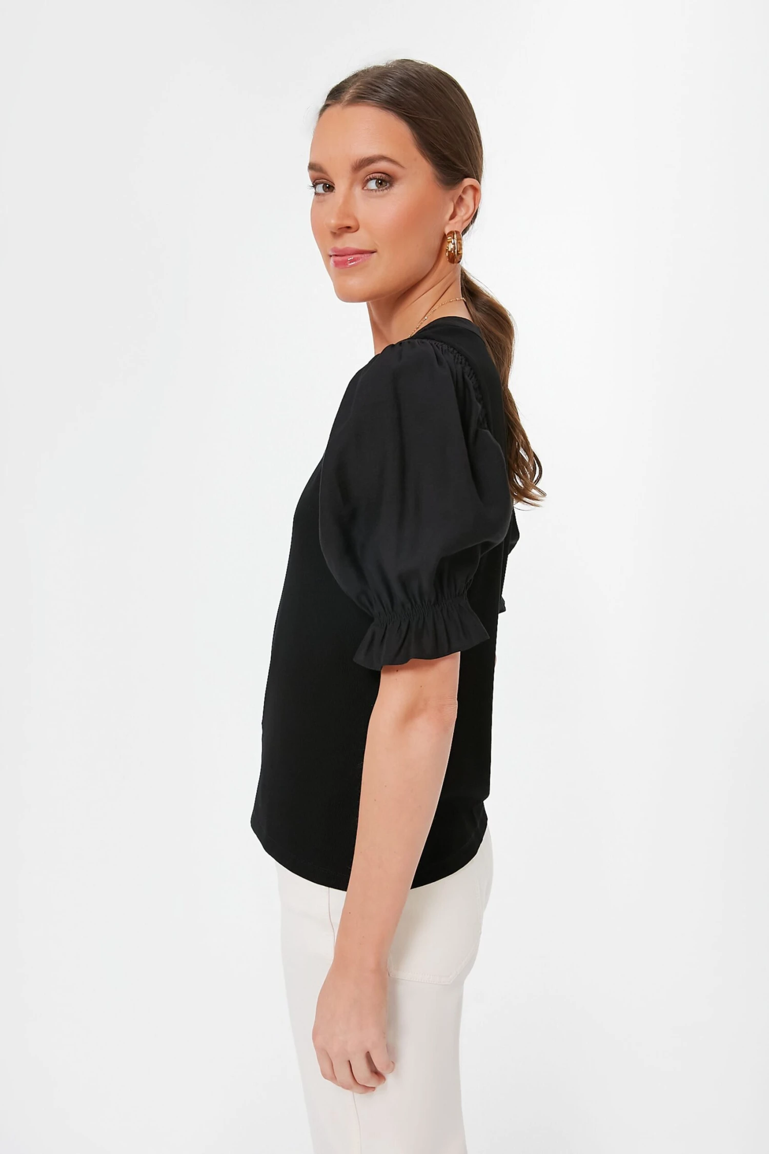 Black Livia Puff Sleeve Top 3 Black Livia Puff Sleeve Top - Image 3