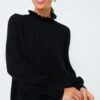 Black Delphine Ruffle Neck Sweater