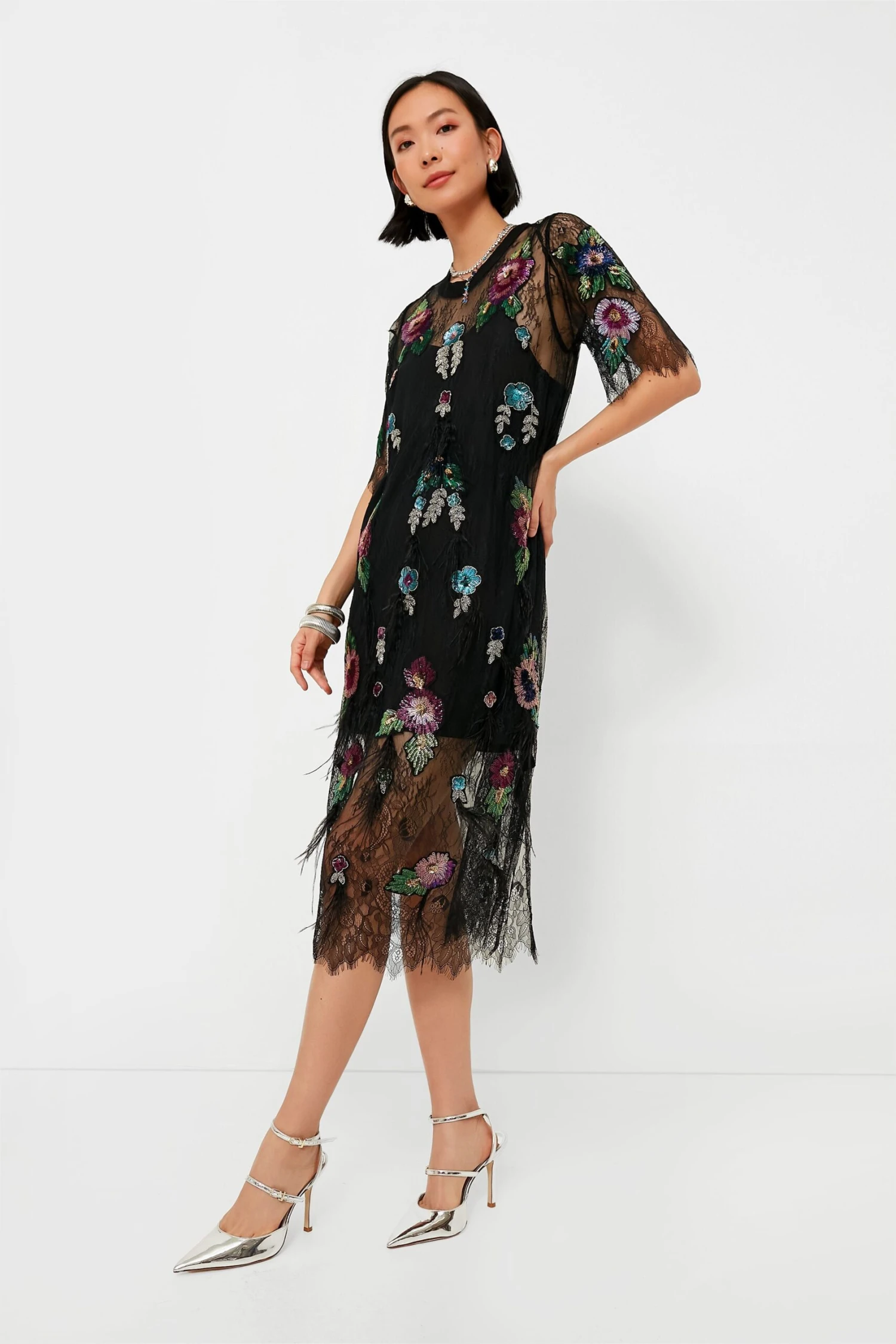 Multi Sequin Bethany Lace T-Shirt Dress 3 Multi Sequin Bethany Lace T-Shirt Dress - Image 3