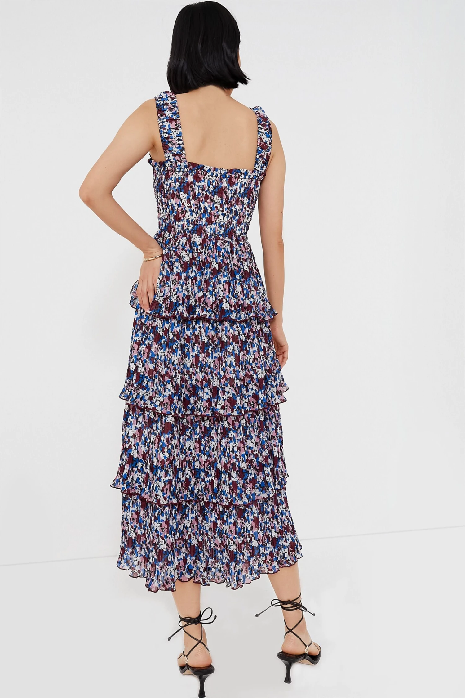 Ganni Multi Pleated Georgette Flounce Smock Midi Dress 4 Ganni Multi Pleated Georgette Flounce Smock Midi Dress - Image 4