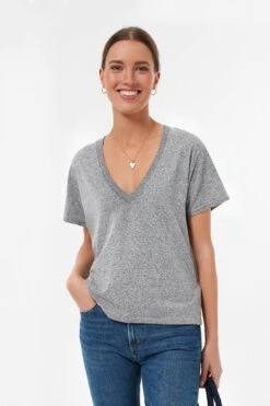 Heather Grey V Neck Tee -ULLA JOHNSON SHOP ck18Au6h91BhauN1jMuo7HSsQsELVSmy 1