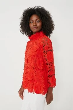 Red Guipure Lace Faye Blouse -ULLA JOHNSON SHOP cuLO0xSoM30yuTOhAUsTOYZAMXu15alv 1