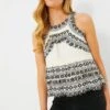Cream Amina Embroidery Tank Top