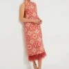 Sun Jacquard Column Dress With Feathers
