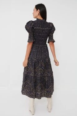 Blue Delphine Pucker Cotton Puff Sleeve Smocked Dress -ULLA JOHNSON SHOP ebrN8EHl6MVkwqMzXSDaYxBw5iZcWl0m 1