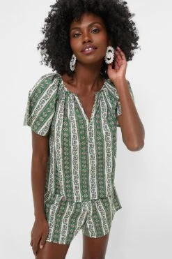 Fern And Floral Stripe Elena Top