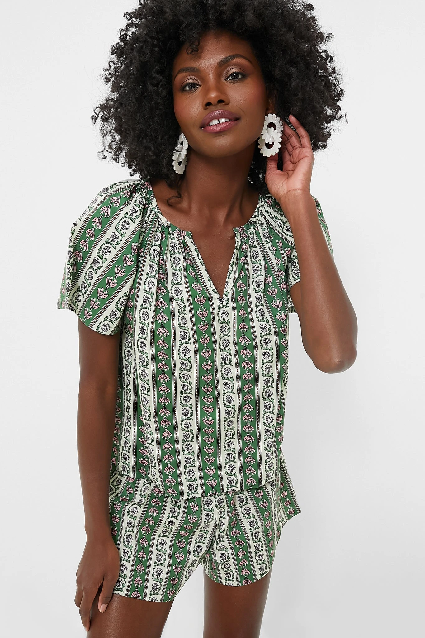 Fern And Floral Stripe Elena Top 1 Fern And Floral Stripe Elena Top