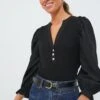 Black Long Sleeve Livia Puff Sleeve Top