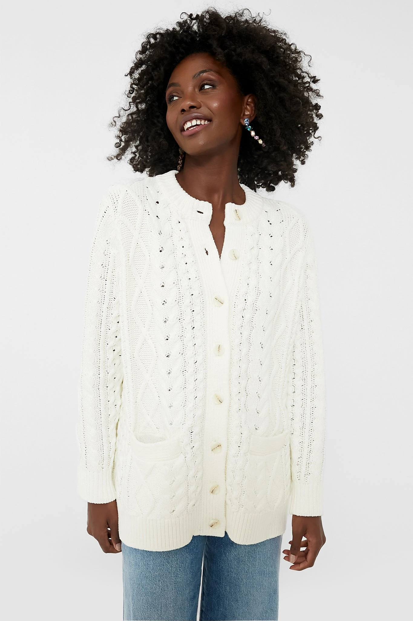 White Cotton Abigail Cardigan 1 White Cotton Abigail Cardigan