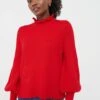 Red Ruffle Neck Delphine Sweater
