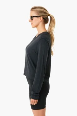 Black Lupita Crop Long Sleeve Shirt -ULLA JOHNSON SHOP k26nDxv7XlpE2hyUGd9W9rIuXN9OPq1A 1