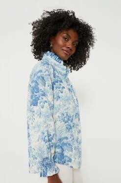 Misty Blue Toile Teagan Popover -ULLA JOHNSON SHOP l9m5dSO4ocUCoOU0zEoRKvkVNt8gBdor 1
