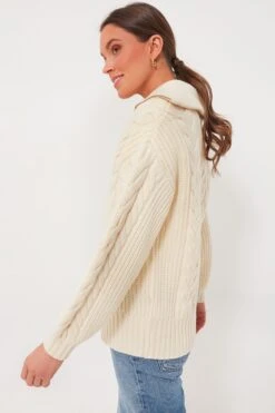 Varley Winter White Daria Half Zip Cable Knit -ULLA JOHNSON SHOP lFLzdjvGJQ953GPBYk6kAsyaOUUqaDj3 1