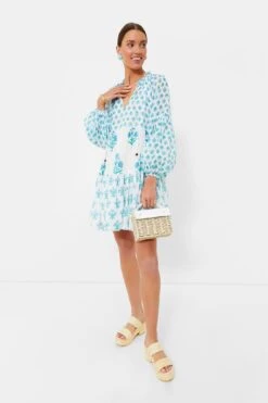 Exclusive Blue Floral Balloon Sleeve Short Mini Dress -ULLA JOHNSON SHOP lfUi8hhx2l1FEtb1HskoU2CyzyCGR94I 1