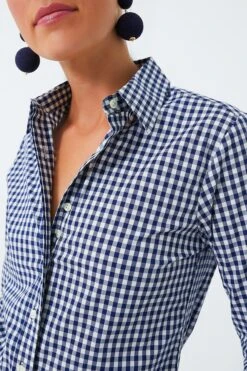 Navy Gingham Long Sleeve Icon Shirt -ULLA JOHNSON SHOP ln2OUc1GY3sanyZGWdZaKWhUvs37PYjb 1