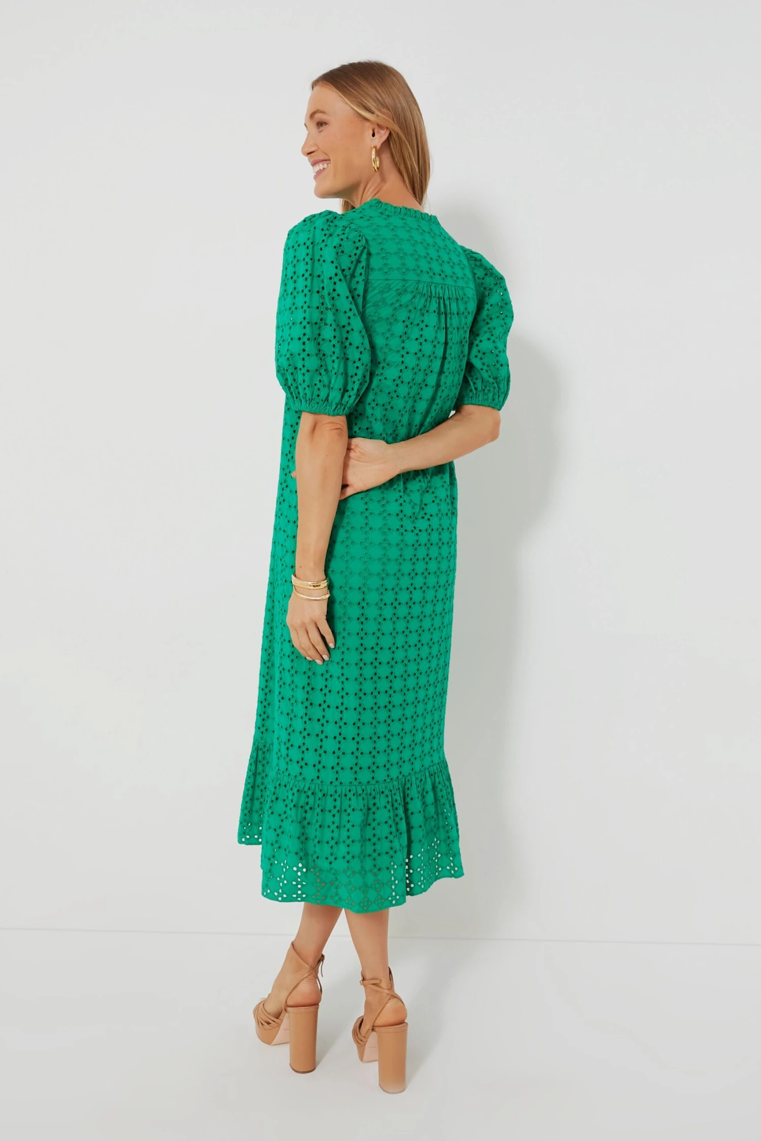 Green Eyelet Midi Tryall Dress 4 Green Eyelet Midi Tryall Dress - Image 4