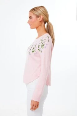 Pink Floral Embroidered Lilah Sweater -ULLA JOHNSON SHOP ms2uG3GNt6NG6wcFazig2qb5ONncSVaA 1