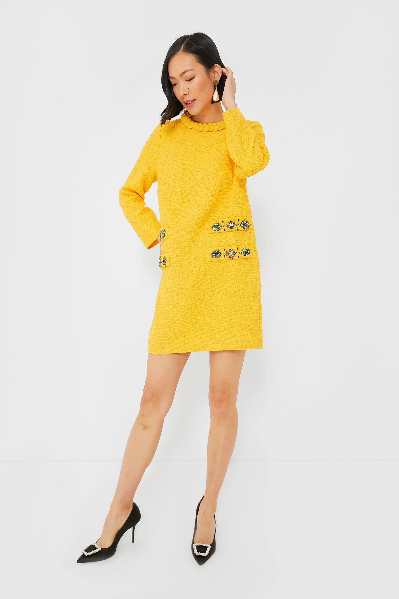 Marigold Tweed Long Sleeve Jackie Dress 2 Marigold Tweed Long Sleeve Jackie Dress - Image 2