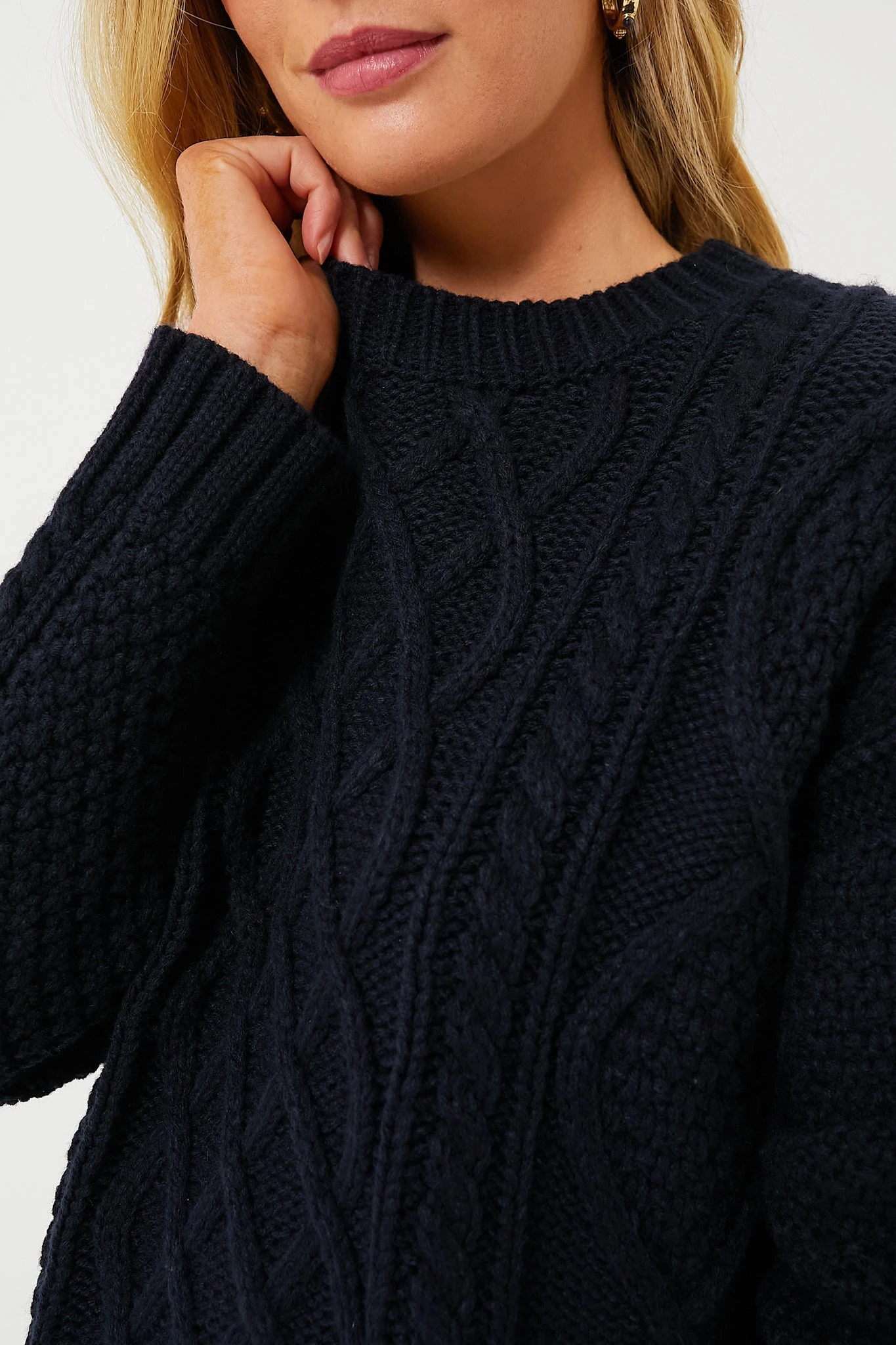 Navy Cable Knit Courchevel Sweater 5 Navy Cable Knit Courchevel Sweater - Image 5