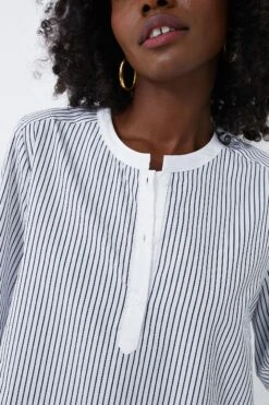White And Navy Pinstripes Zoe Popover Tunic -ULLA JOHNSON SHOP okZnen5fqJU5D7e6pioRVOYXp1TwoDIU 1