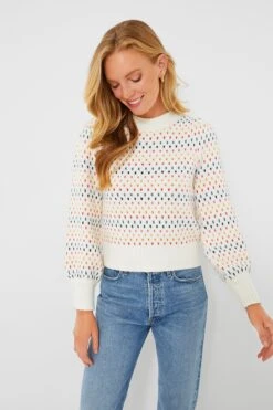 Marine Layer Rainbow Alma Puff Sleeve Sweater