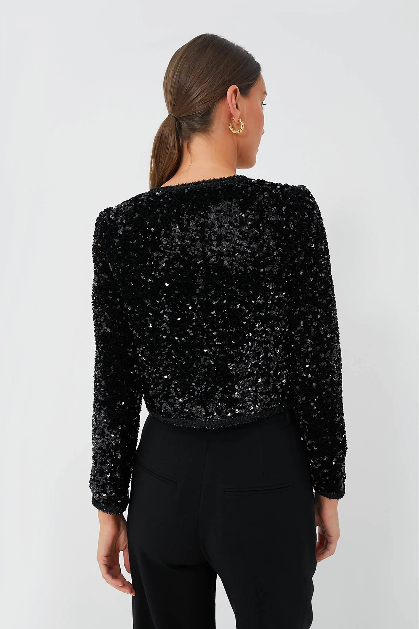SELF PORTRAIT Black Sequin Cropped Jacket 4 SELF PORTRAIT Black Sequin Cropped Jacket - Image 4