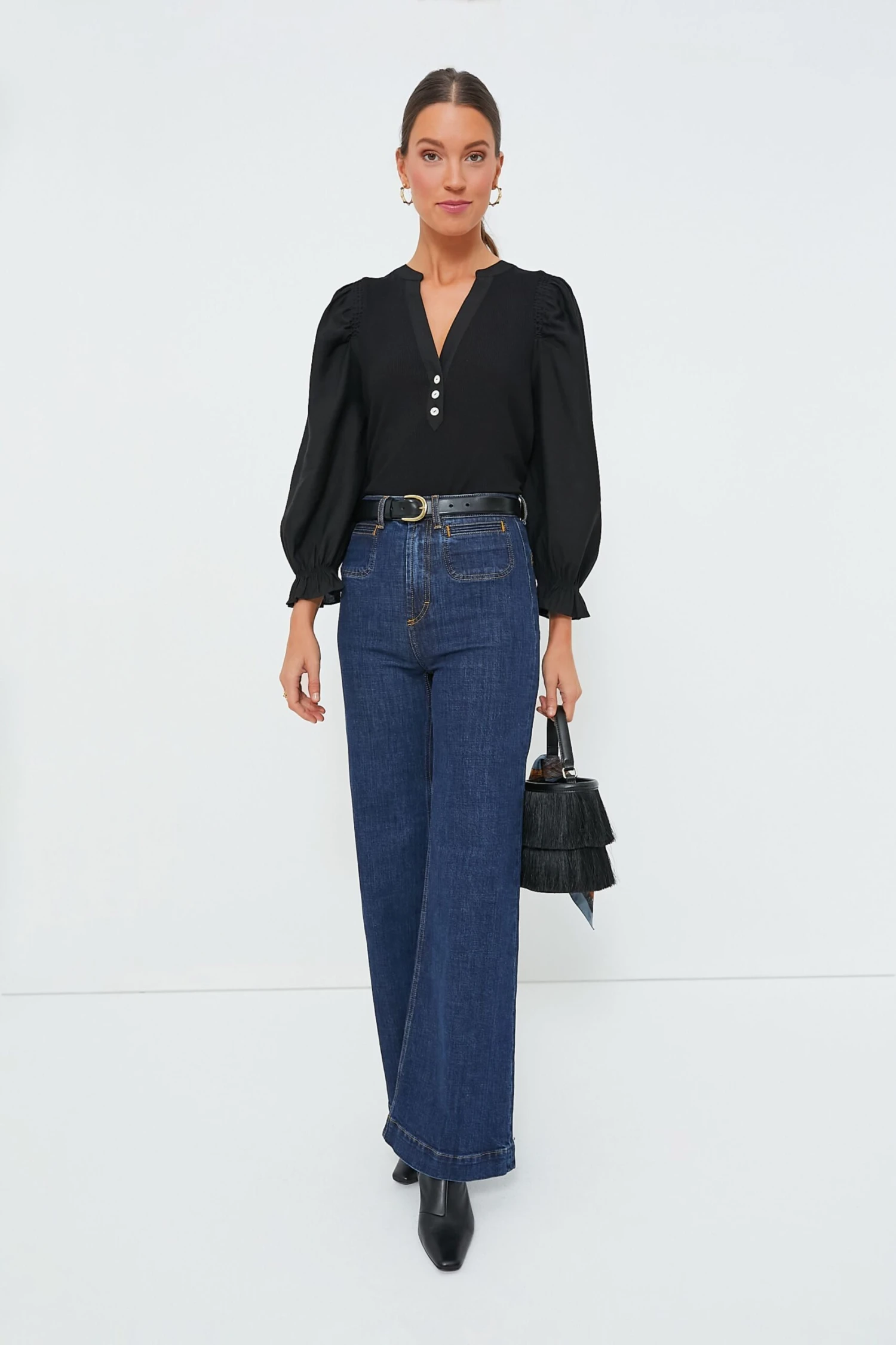 Black Long Sleeve Livia Puff Sleeve Top 2 Black Long Sleeve Livia Puff Sleeve Top - Image 2