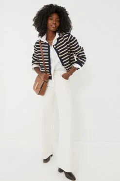 Navy & Tan Stripe Annie Structured Cardigan -ULLA JOHNSON SHOP s0KgfyytQucdZTtz6J5P2sassAD6fP9Z 1