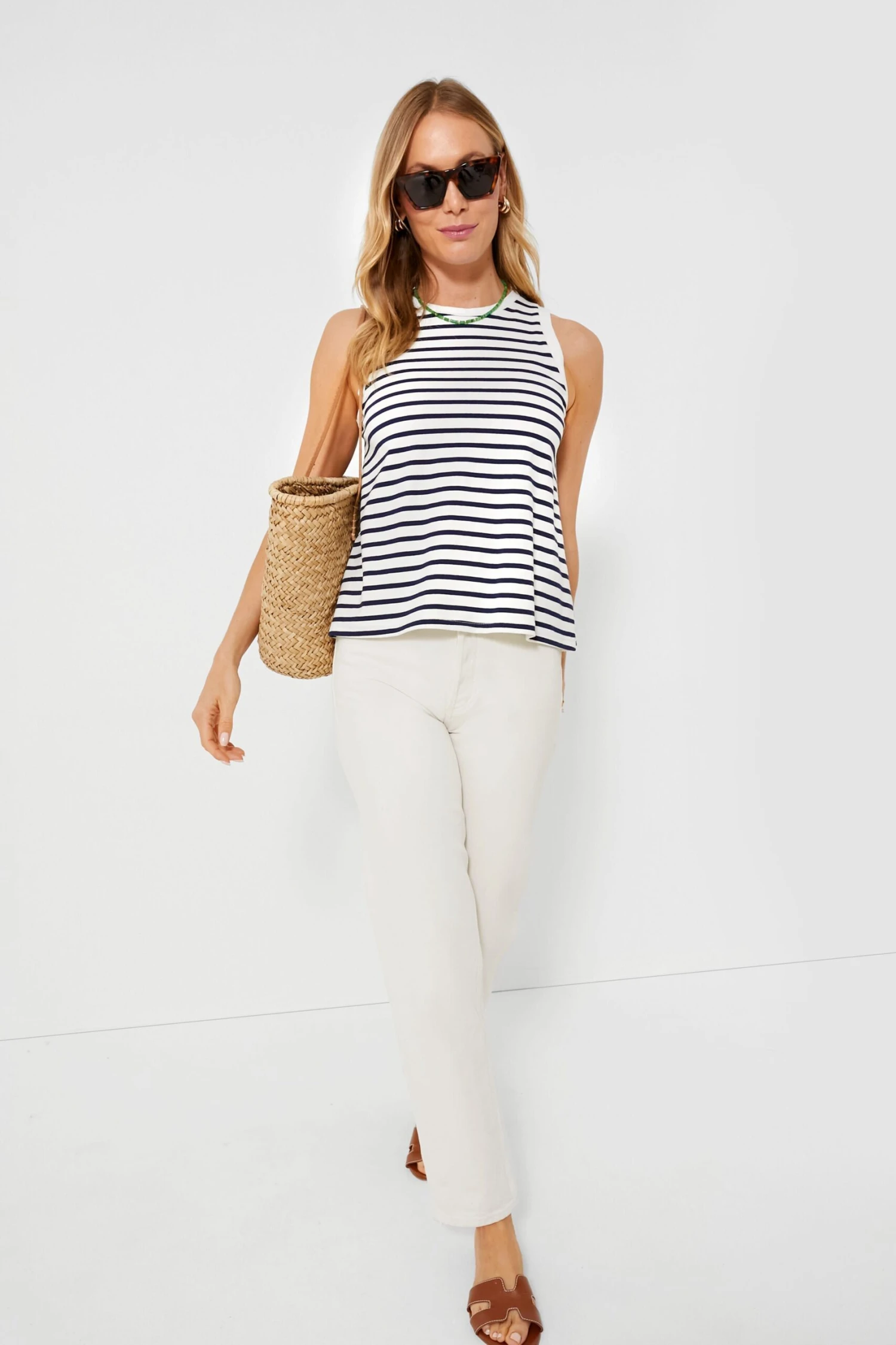 Navy Stripe Anthos Cotton Tank 6 Navy Stripe Anthos Cotton Tank - Image 6