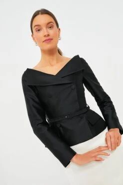 SELF PORTRAIT Black Taffeta Jacket